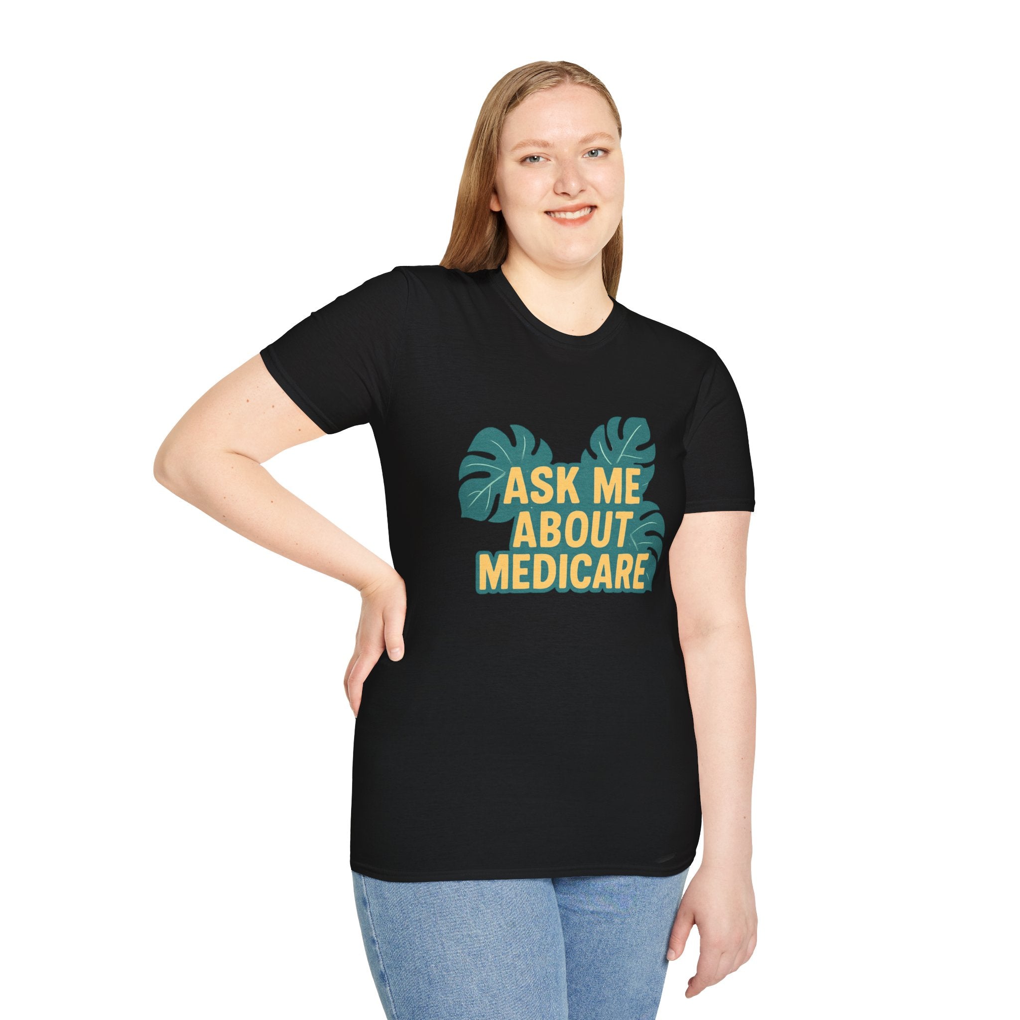 Ask Me About Medicare – Monstera Leaf Edition Unisex Softstyle T-Shirt