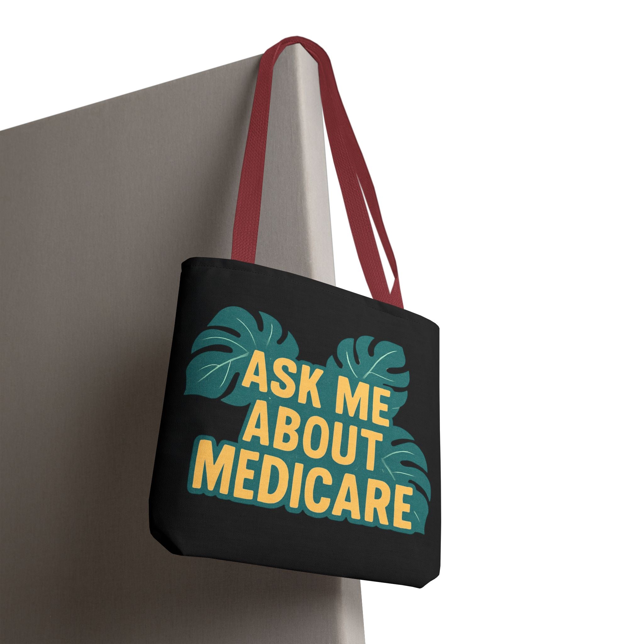 Ask Me About Medicare – Monstera Leaf Edition Everyday Muti Purpose Tote