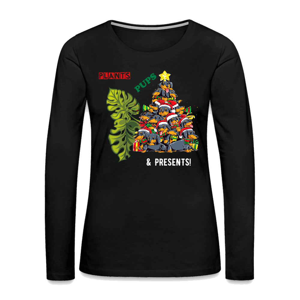 PLANTS PUPS AND PRESENTS Women's Premium Long Sleeve T-Shirt - black