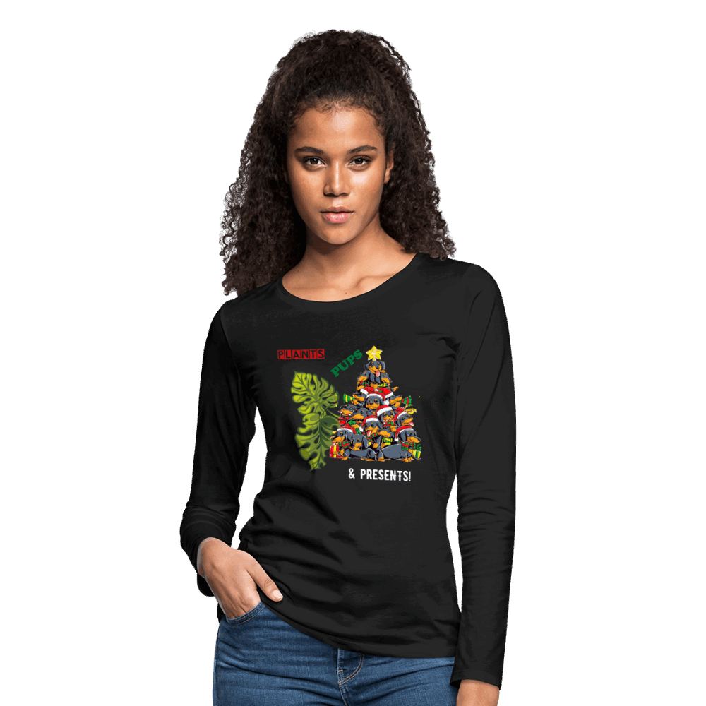 PLANTS PUPS AND PRESENTS Women's Premium Long Sleeve T-Shirt - black