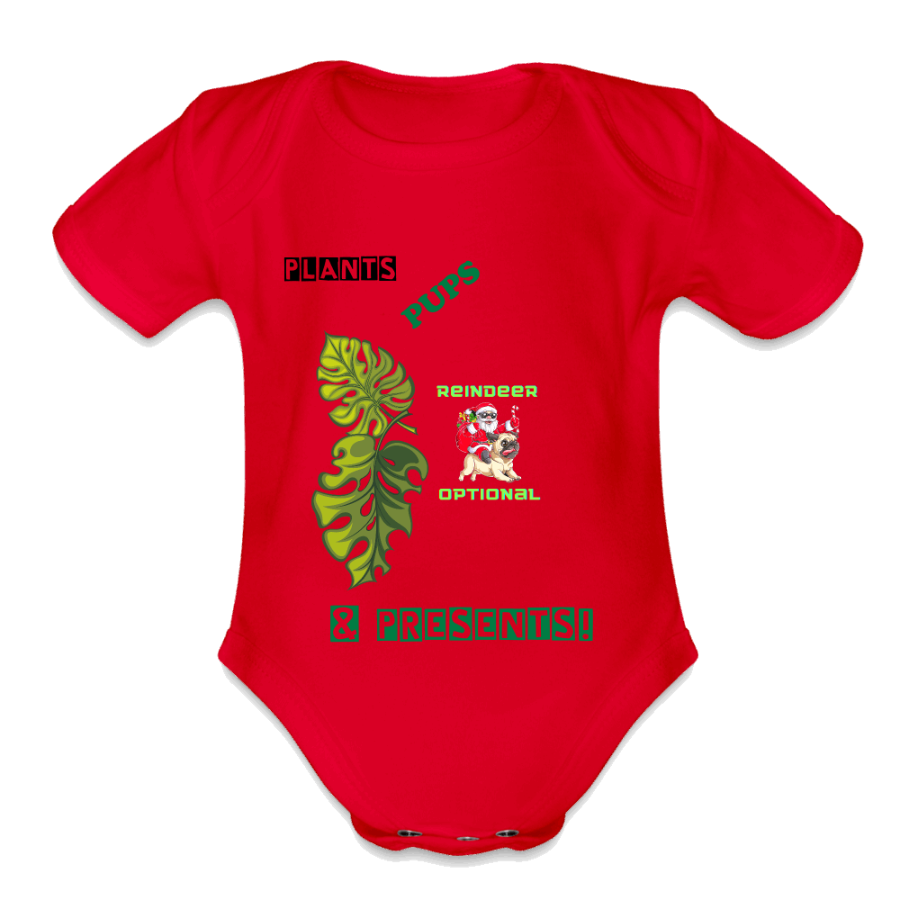 Organic Short Sleeve Baby Bodysuit - red