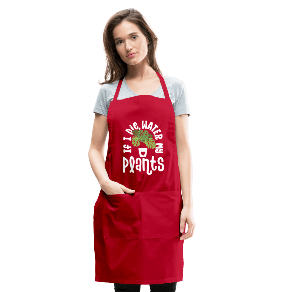 If I Die Water My Plants Green Monstera Adjustable Apron - red