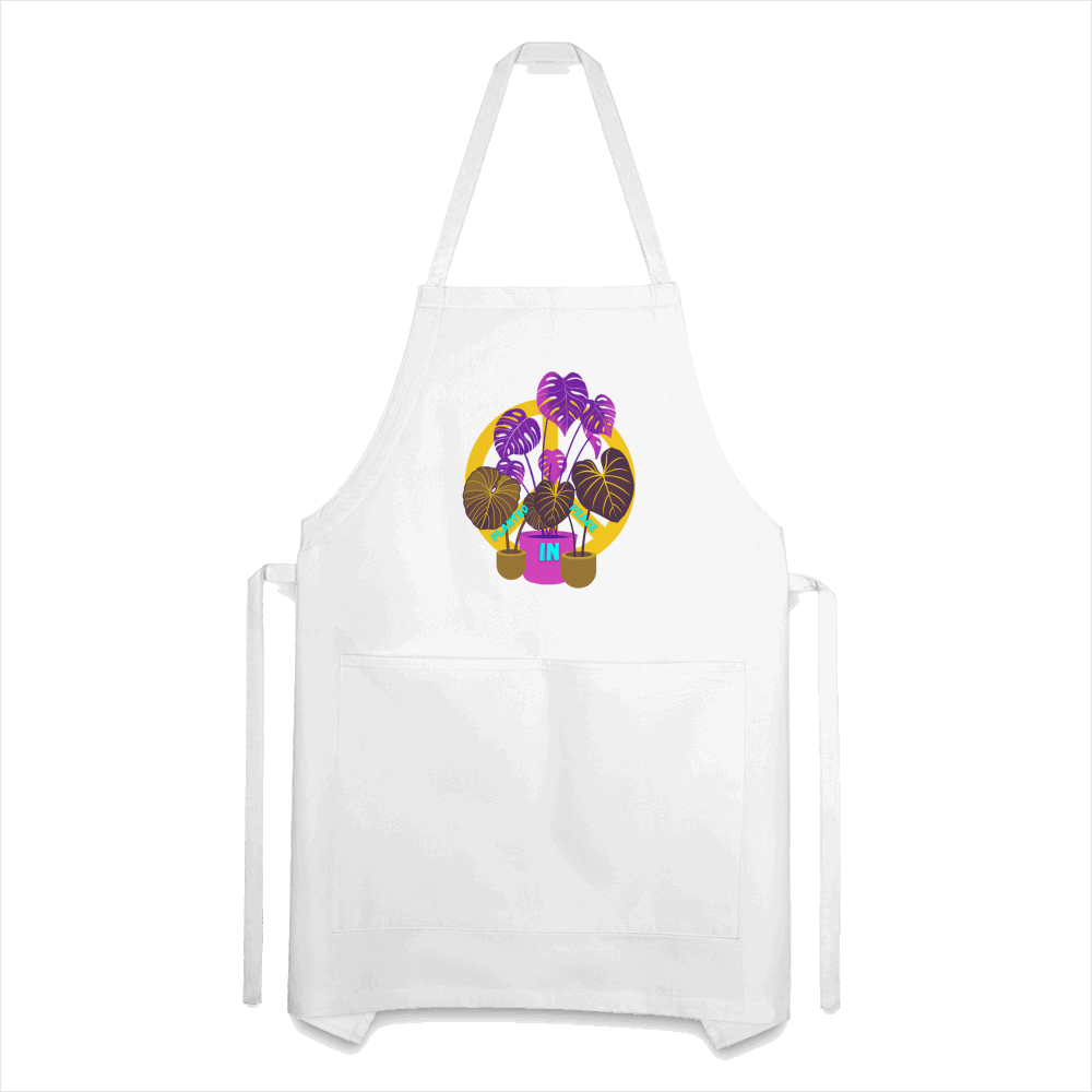 Planted in Peace Adjustable Apron - white