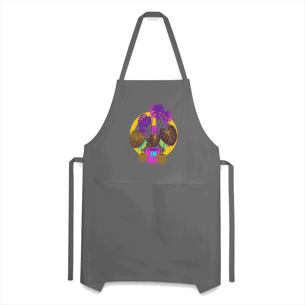 Planted in Peace Adjustable Apron - charcoal