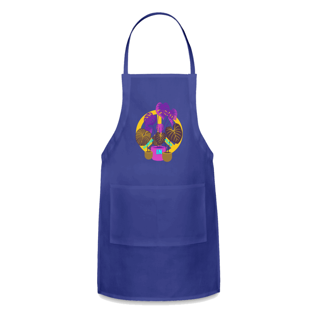 Planted in Peace Adjustable Apron - royal blue