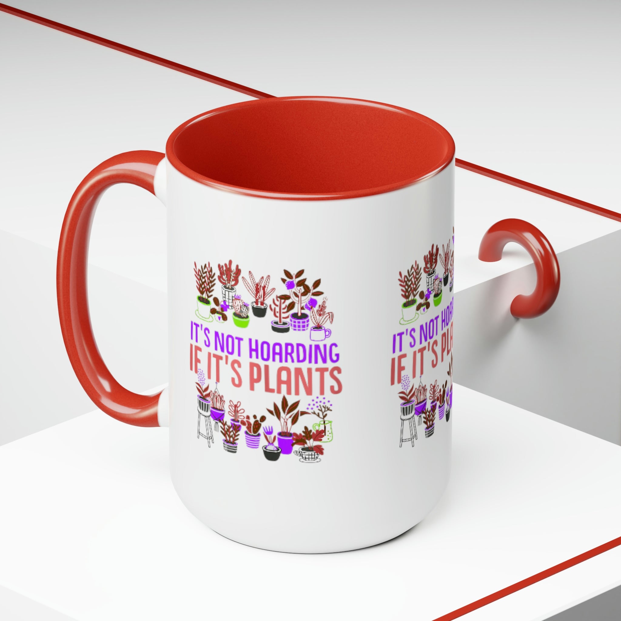 "It's Not Hoarding If It's Plants" Two-Tone Coffee Mugs, 15oz - SHOP LUV FARMS