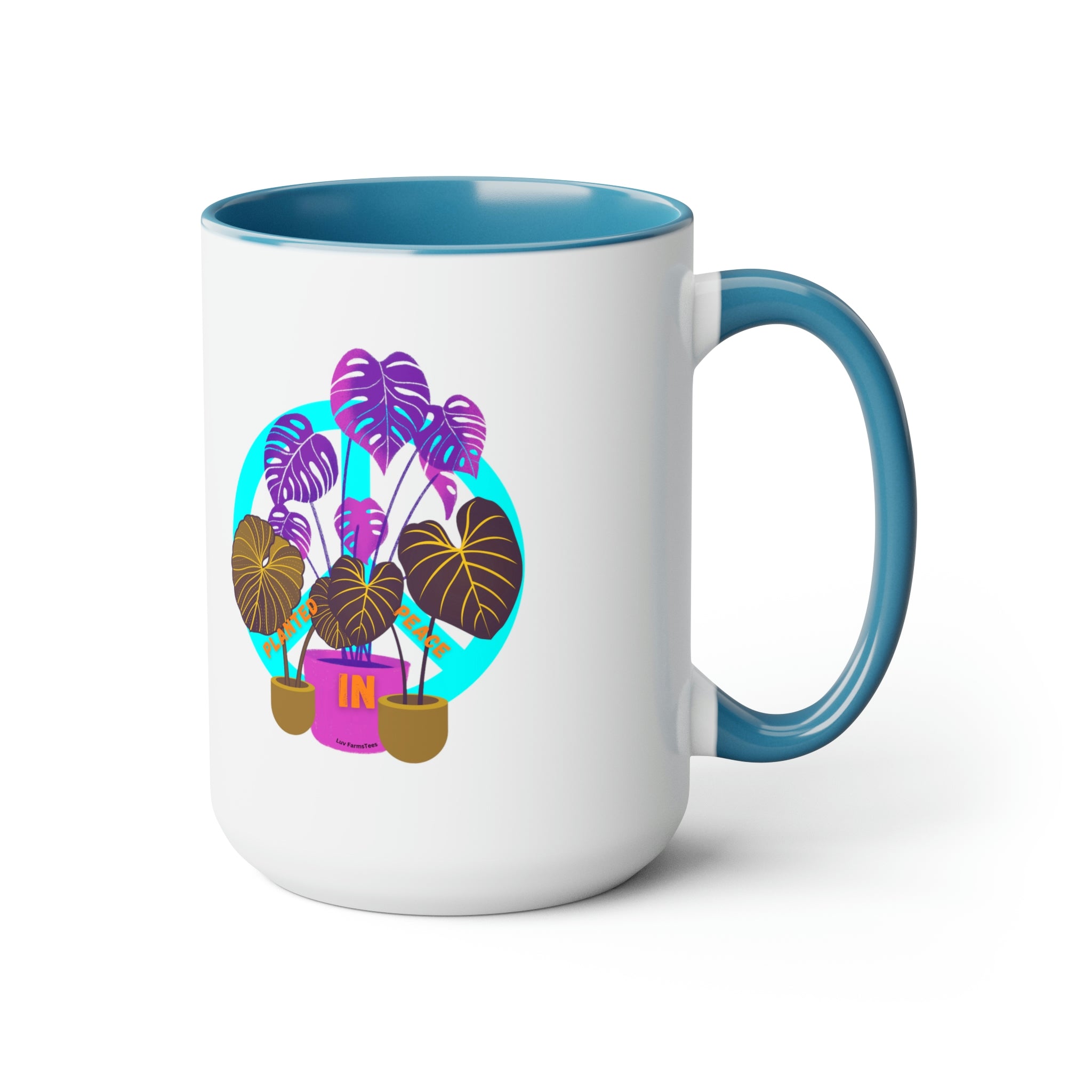 "Planted In Peace" Two-Tone Coffee Mugs, 15oz - SHOP LUV FARMS