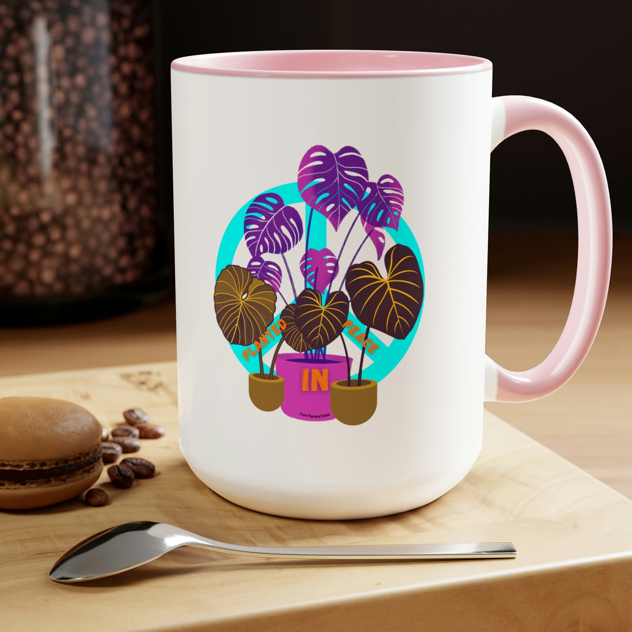 "Planted In Peace" Two-Tone Coffee Mugs, 15oz - SHOP LUV FARMS