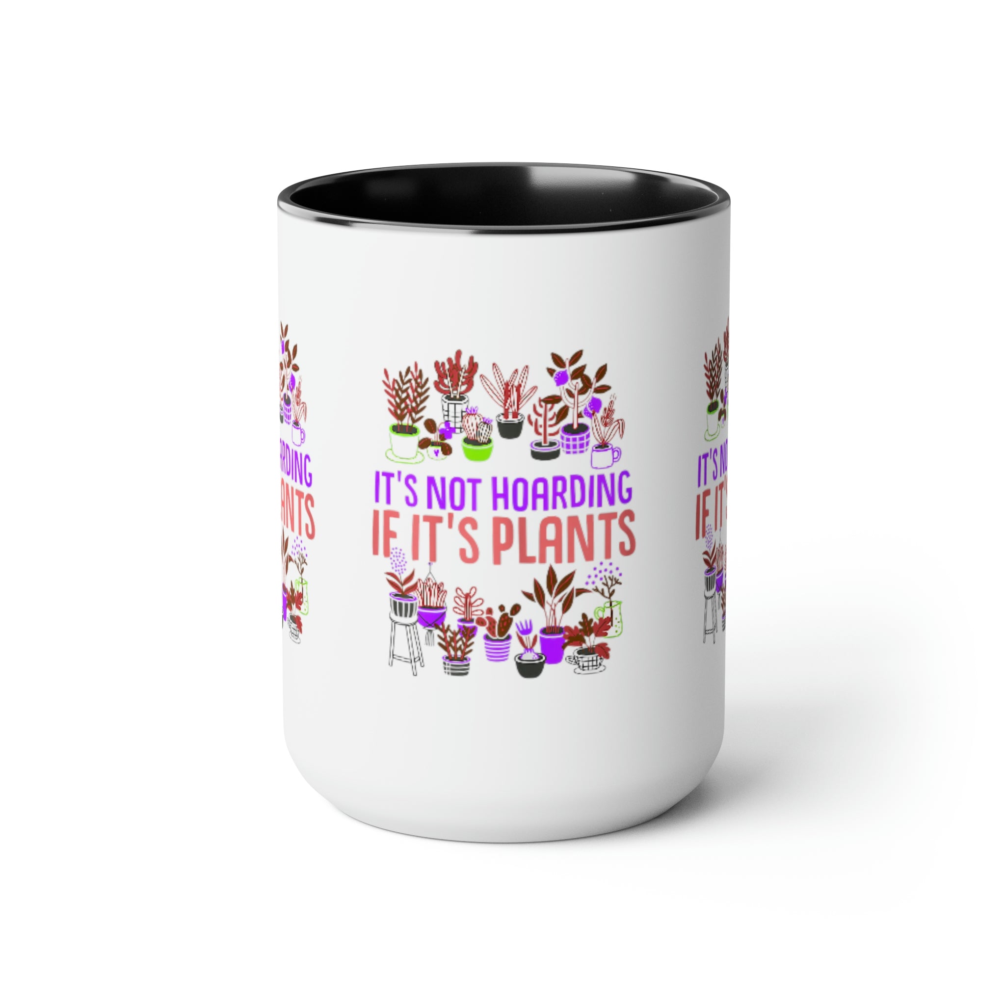 "It's Not Hoarding If It's Plants" Two-Tone Coffee Mugs, 15oz - SHOP LUV FARMS