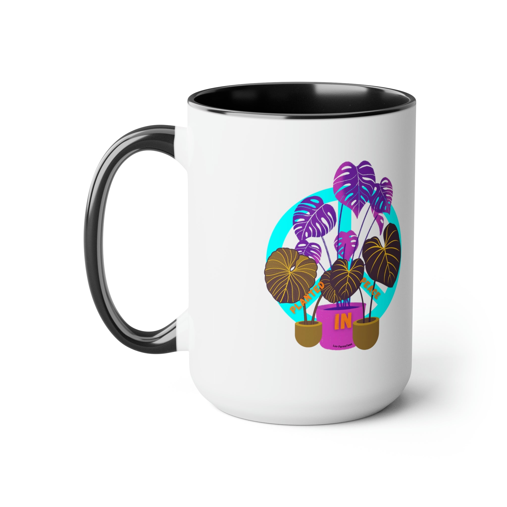 "Planted In Peace" Two-Tone Coffee Mugs, 15oz - SHOP LUV FARMS