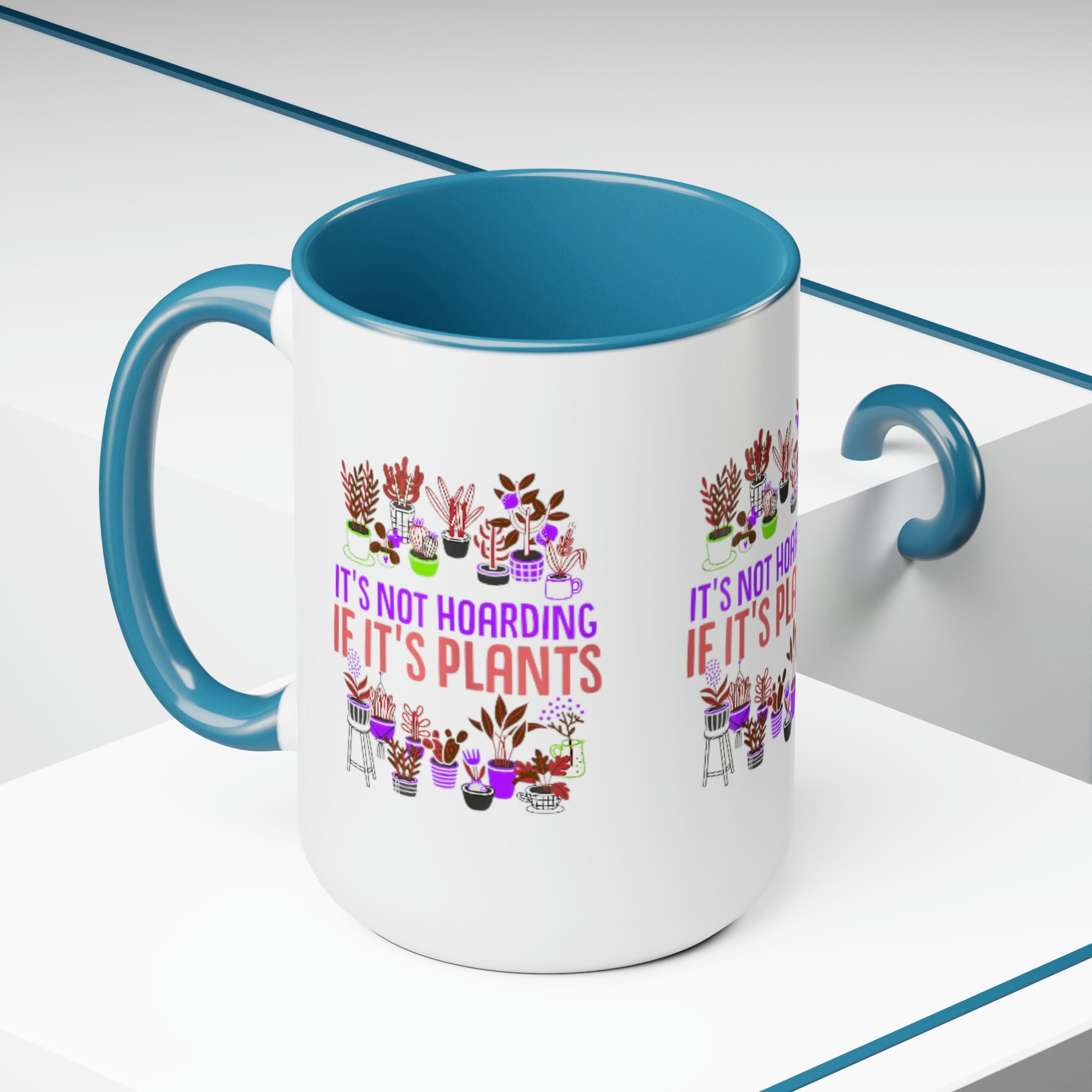 "It's Not Hoarding If It's Plants" Two-Tone Coffee Mugs, 15oz - SHOP LUV FARMS