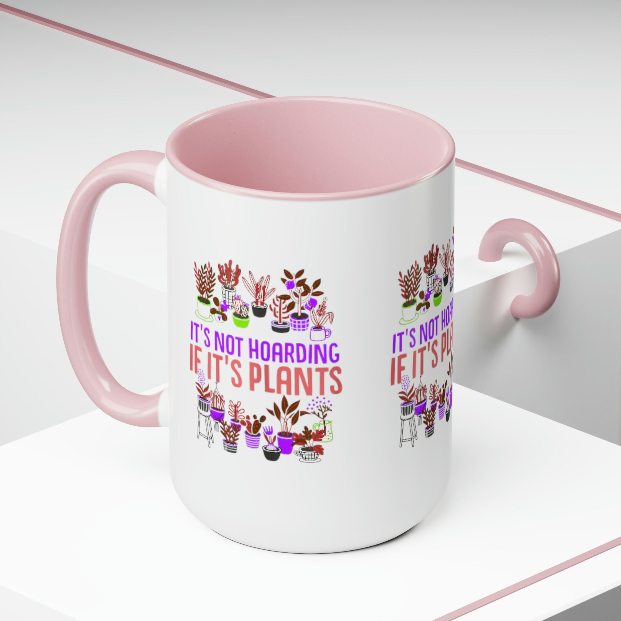 "It's Not Hoarding If It's Plants" Two-Tone Coffee Mugs, 15oz - SHOP LUV FARMS