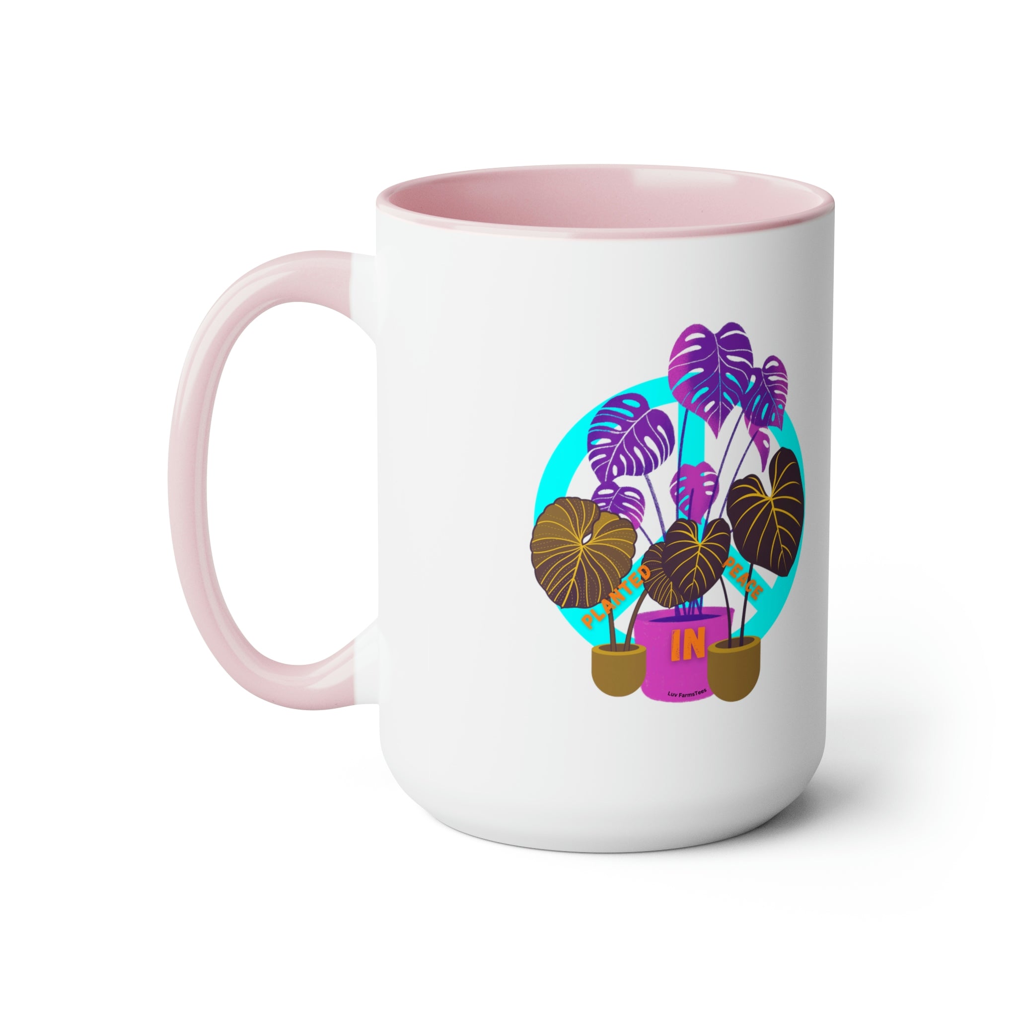 "Planted In Peace" Two-Tone Coffee Mugs, 15oz - SHOP LUV FARMS