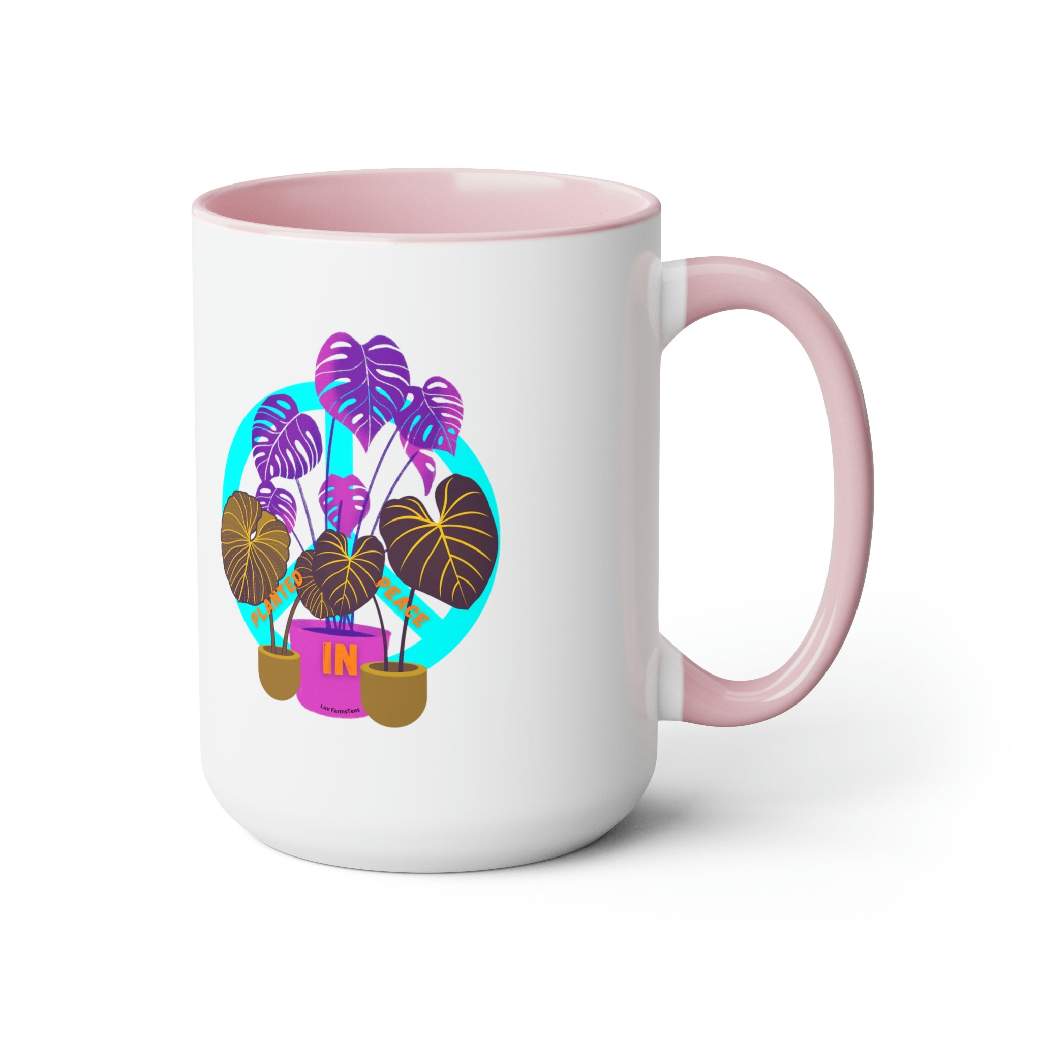 "Planted In Peace" Two-Tone Coffee Mugs, 15oz - SHOP LUV FARMS