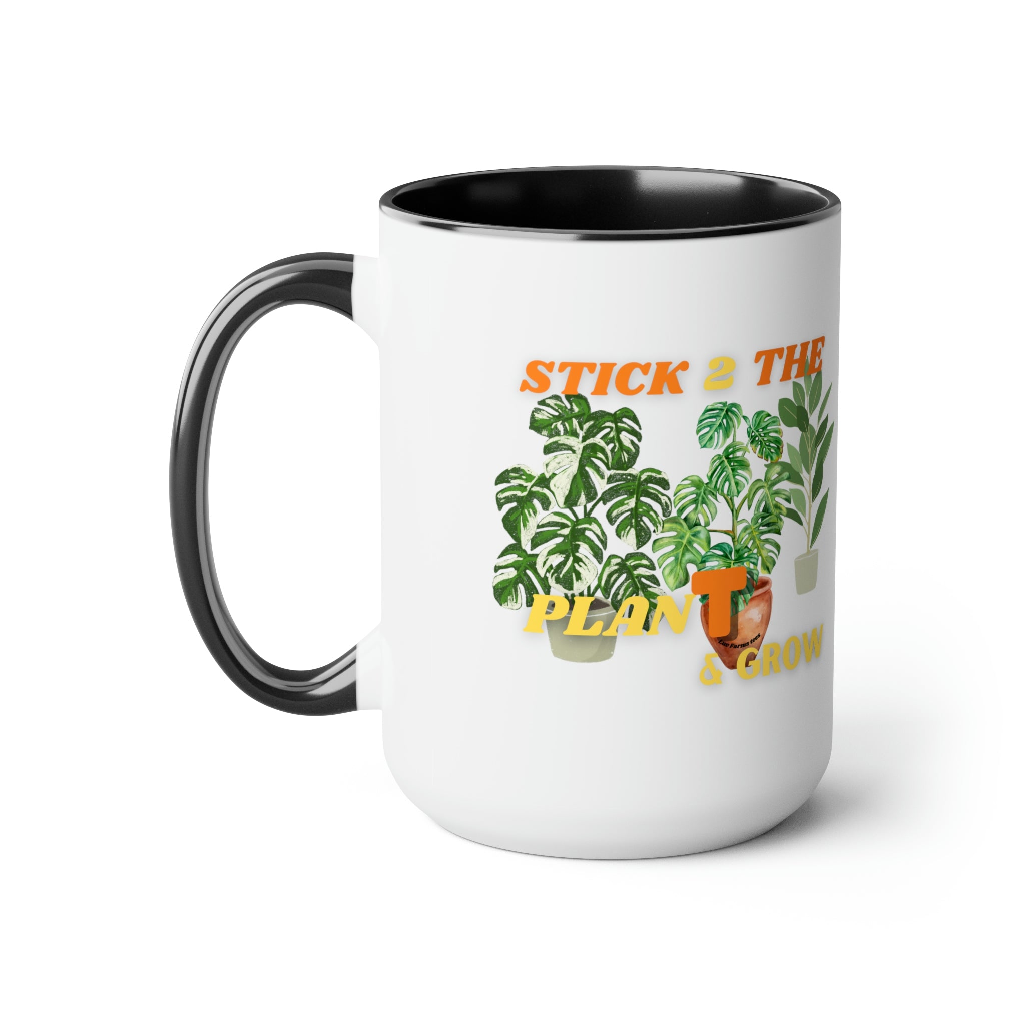 "Stick 2 The PlanT" Two-Tone Coffee Mugs, 15oz - SHOP LUV FARMS