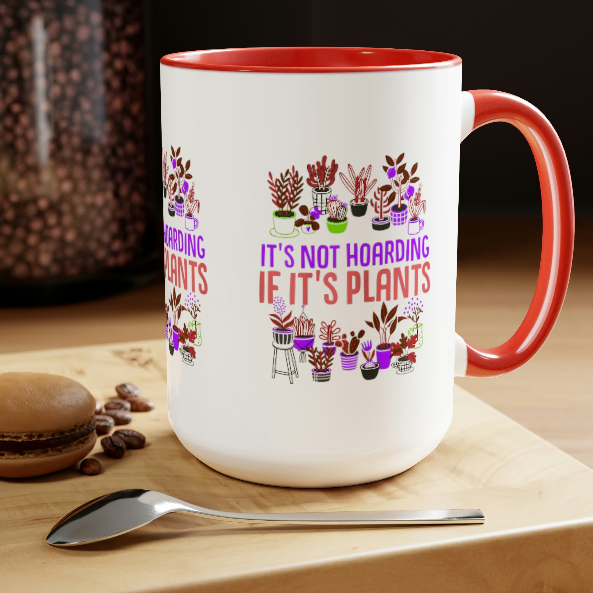 "It's Not Hoarding If It's Plants" Two-Tone Coffee Mugs, 15oz - SHOP LUV FARMS