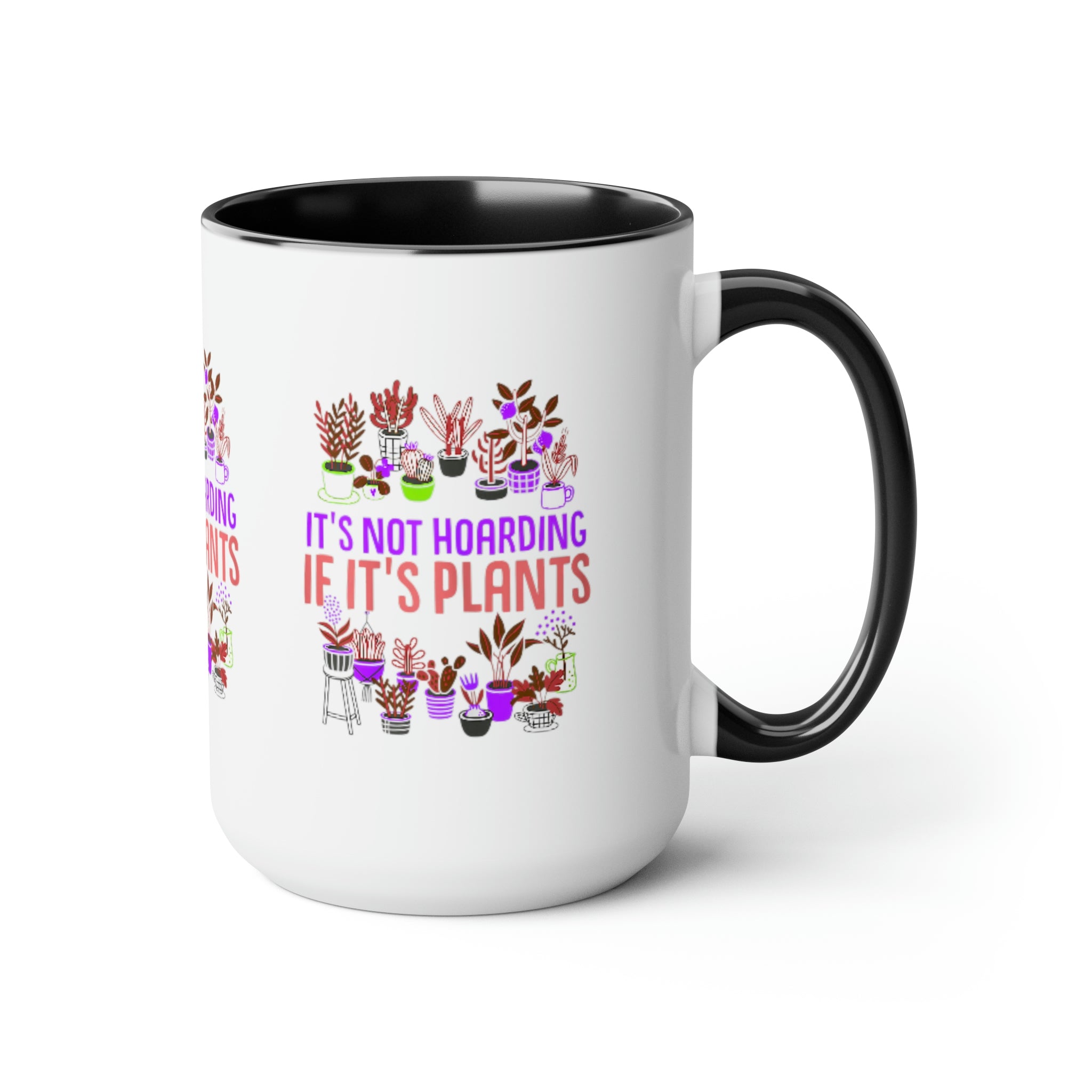 "It's Not Hoarding If It's Plants" Two-Tone Coffee Mugs, 15oz - SHOP LUV FARMS