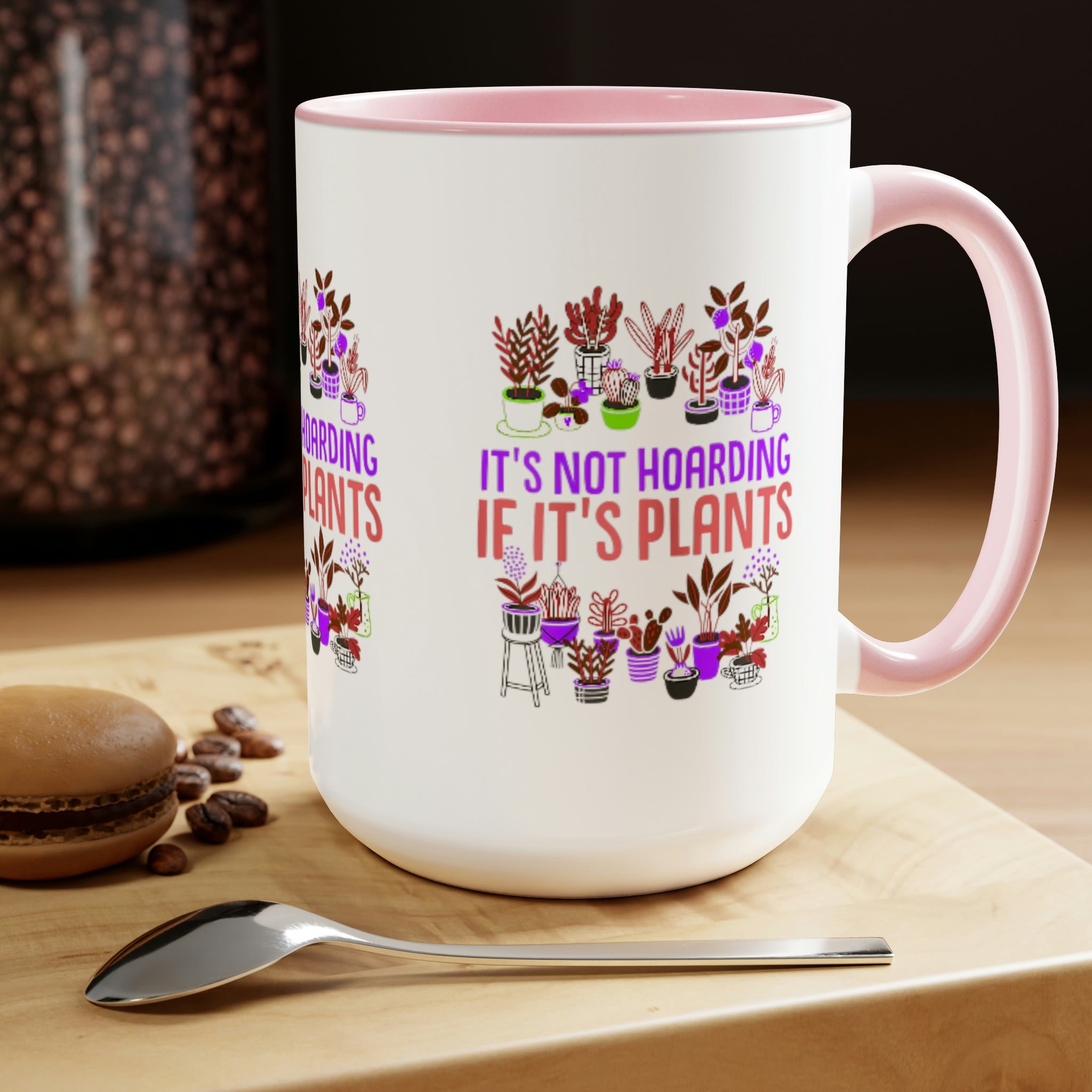 "It's Not Hoarding If It's Plants" Two-Tone Coffee Mugs, 15oz - SHOP LUV FARMS