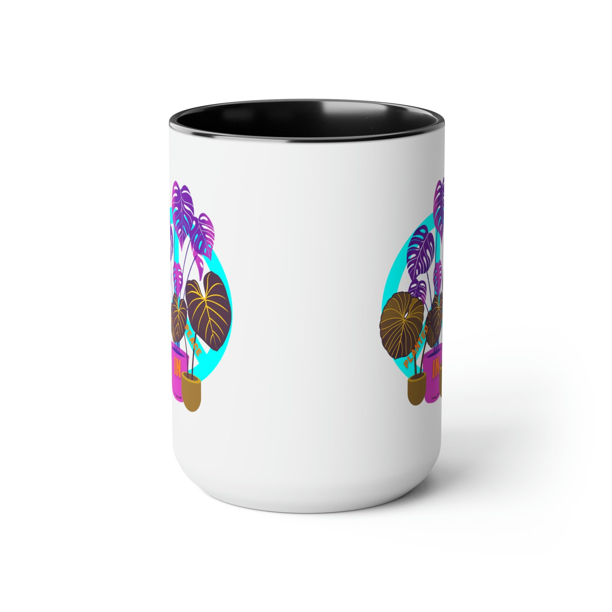 "Planted In Peace" Two-Tone Coffee Mugs, 15oz - SHOP LUV FARMS