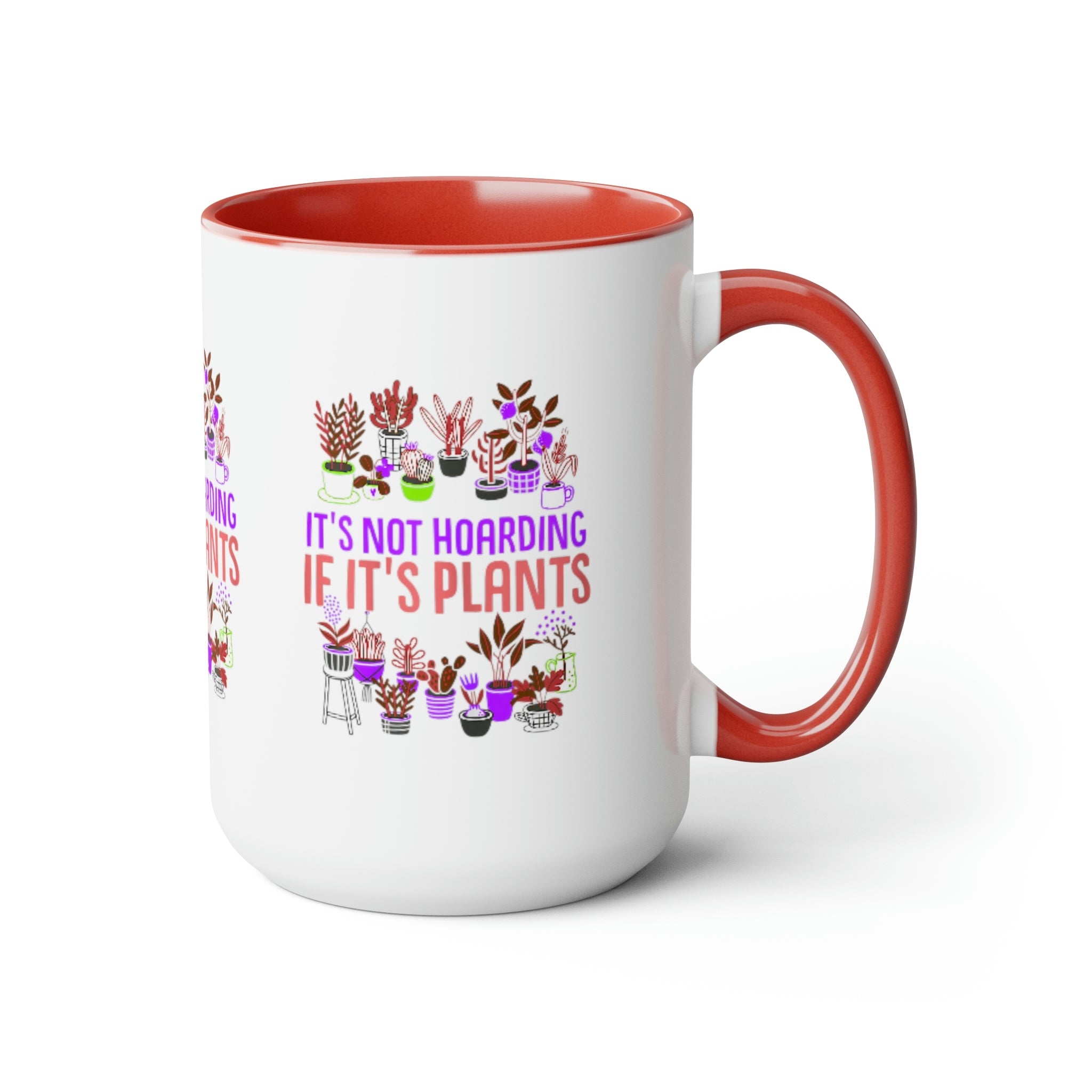 "It's Not Hoarding If It's Plants" Two-Tone Coffee Mugs, 15oz - SHOP LUV FARMS