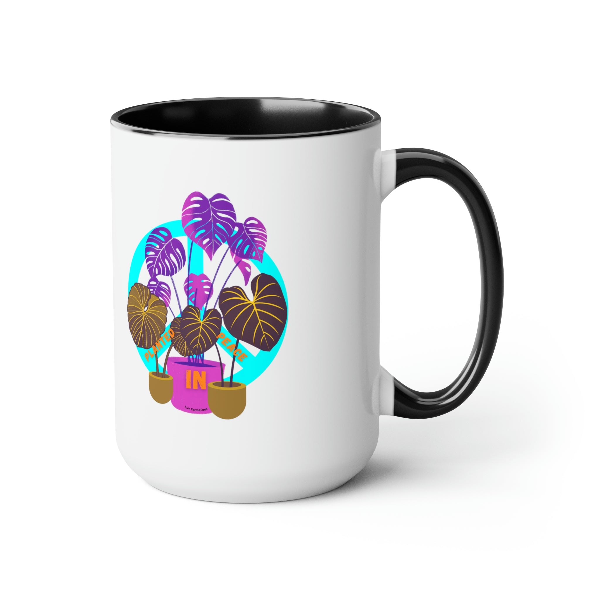 "Planted In Peace" Two-Tone Coffee Mugs, 15oz - SHOP LUV FARMS