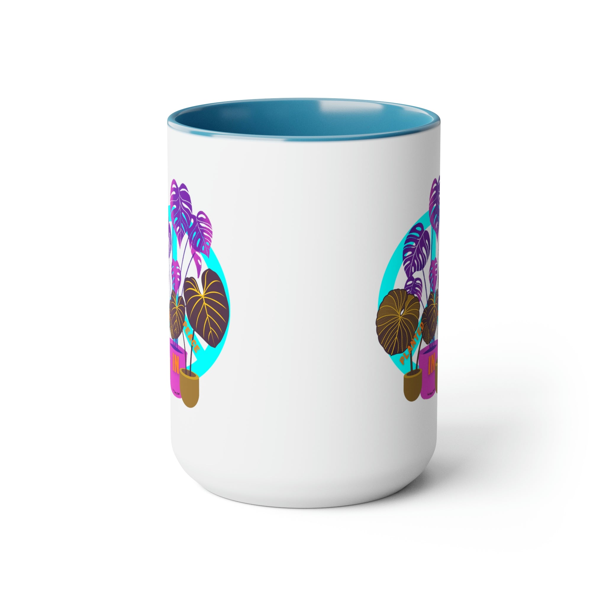 "Planted In Peace" Two-Tone Coffee Mugs, 15oz - SHOP LUV FARMS