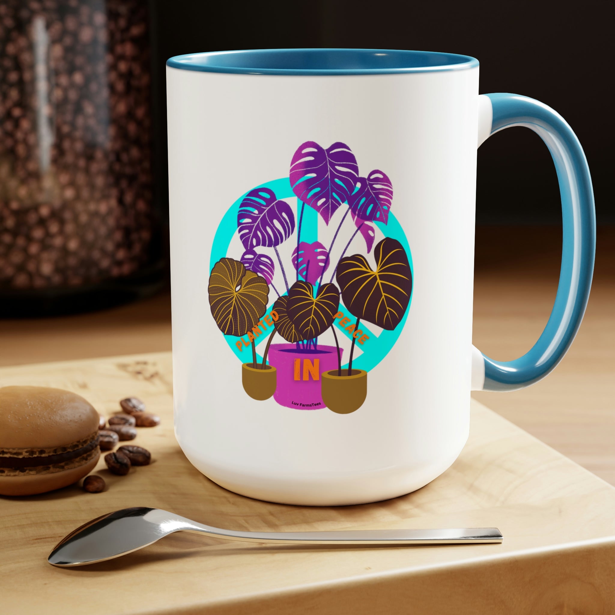 "Planted In Peace" Two-Tone Coffee Mugs, 15oz - SHOP LUV FARMS