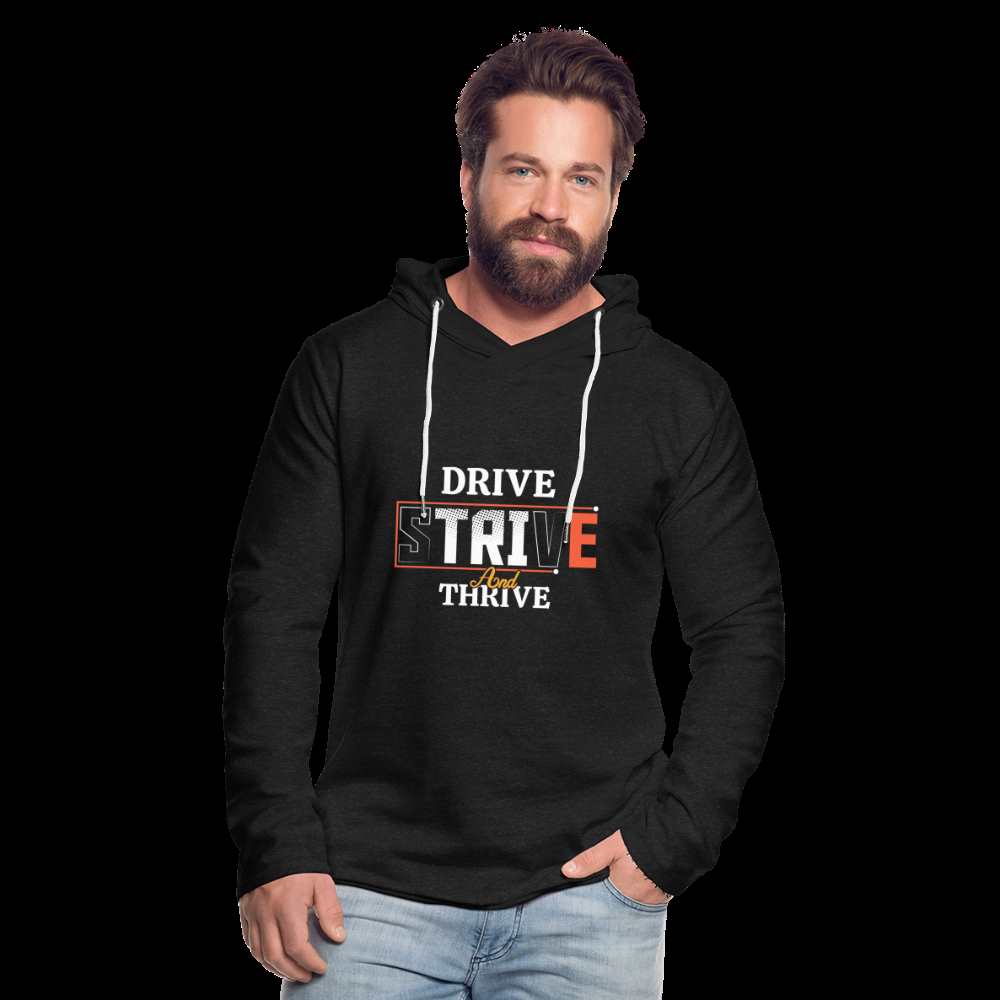 DRIVE, STRIVE, THRIVE!! Unisex Lightweight Terry Hoodie - charcoal grey