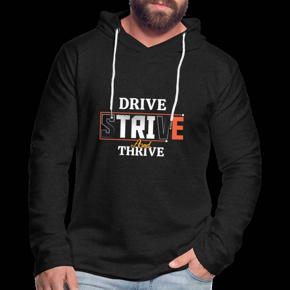 DRIVE, STRIVE, THRIVE!! Unisex Lightweight Terry Hoodie - charcoal grey