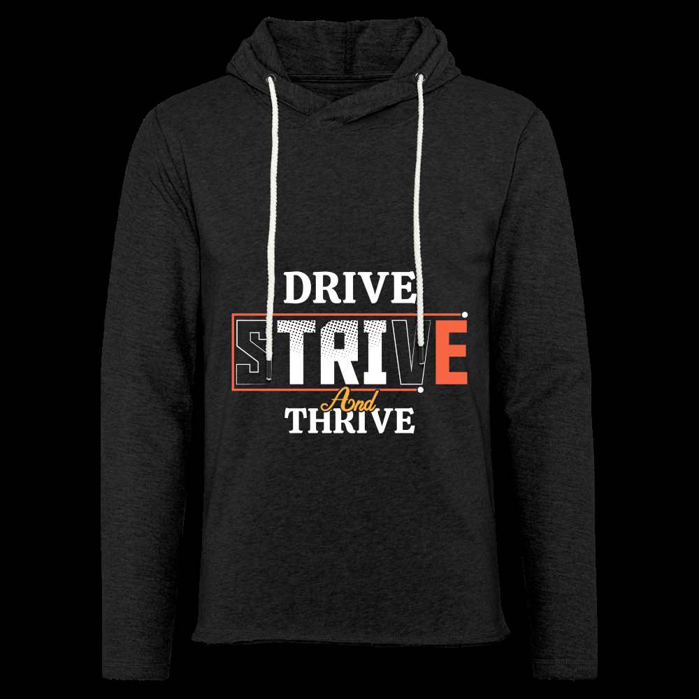 DRIVE, STRIVE, THRIVE!! Unisex Lightweight Terry Hoodie - charcoal grey