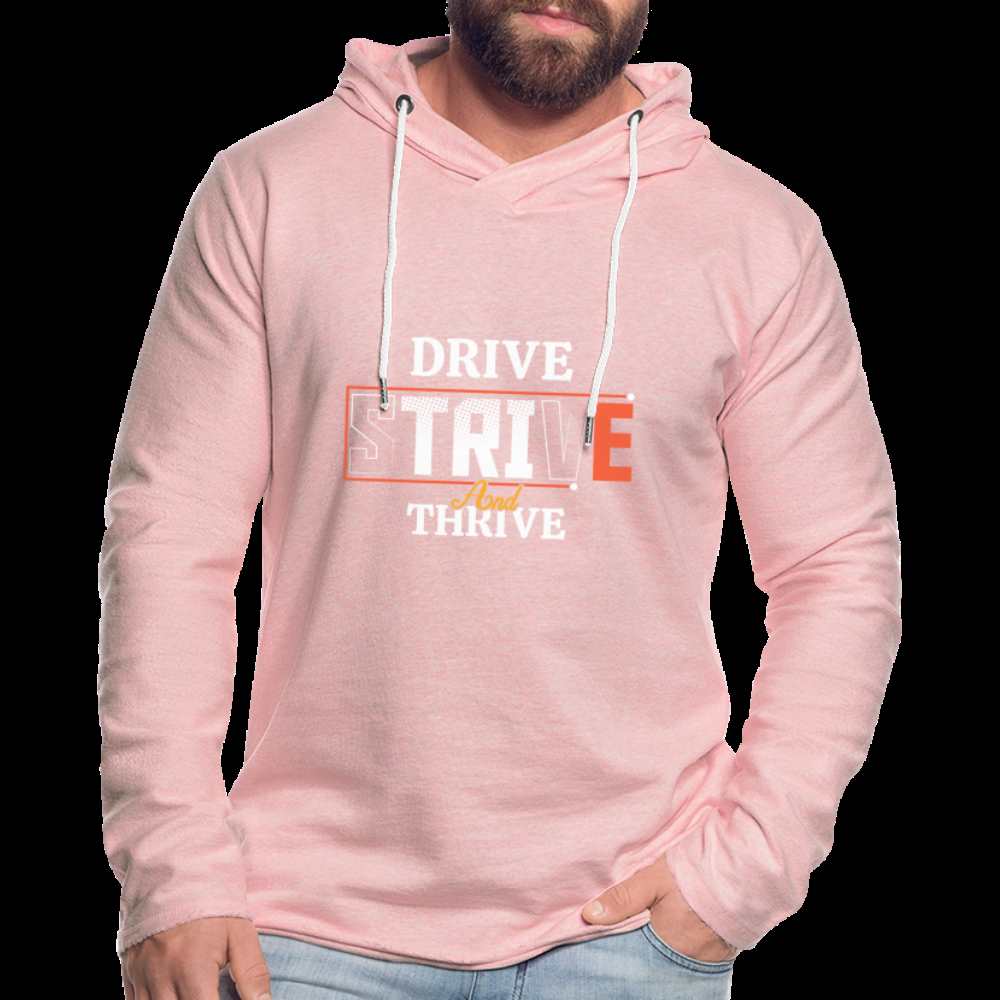 DRIVE, STRIVE, THRIVE!! Unisex Lightweight Terry Hoodie - cream heather pink