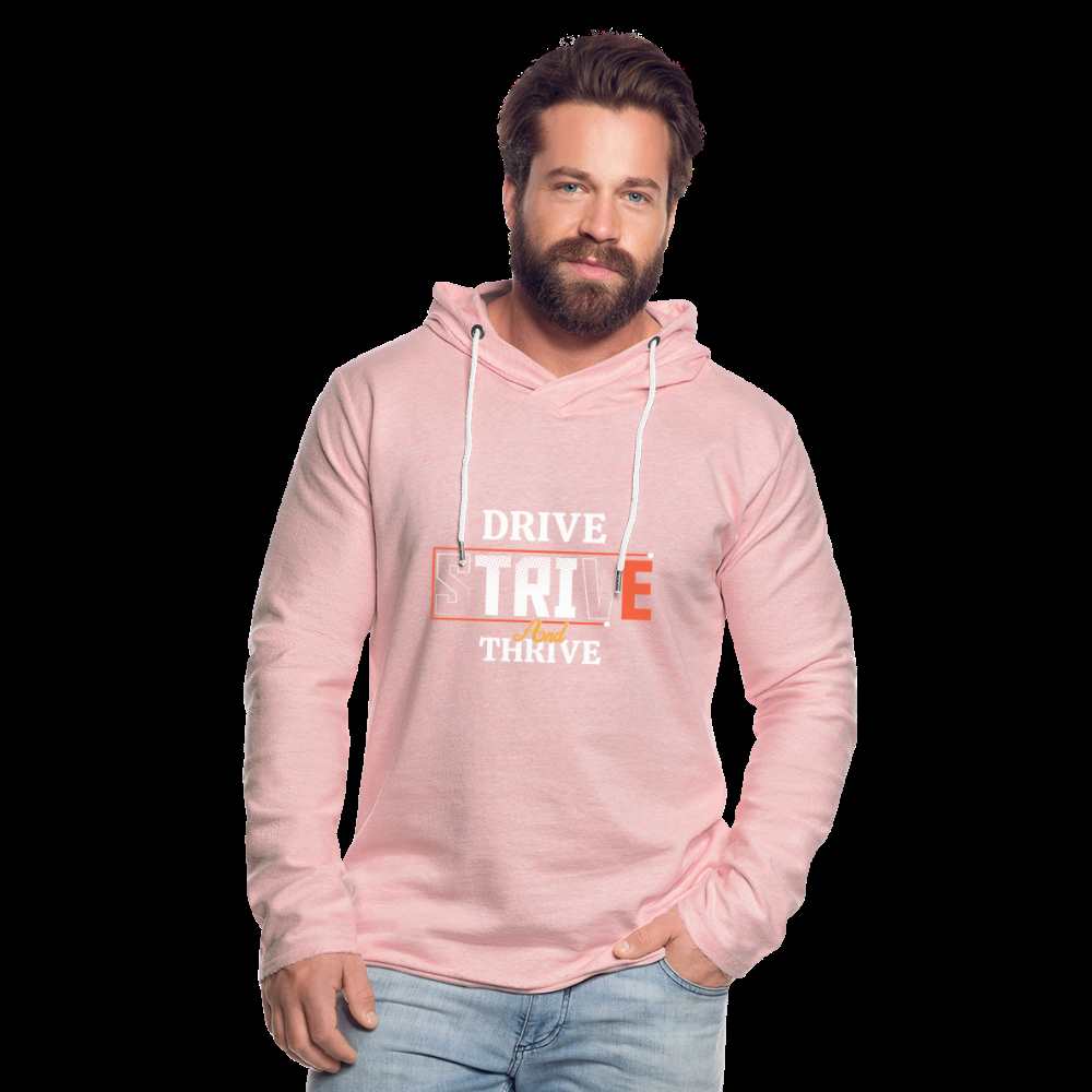 DRIVE, STRIVE, THRIVE!! Unisex Lightweight Terry Hoodie - cream heather pink