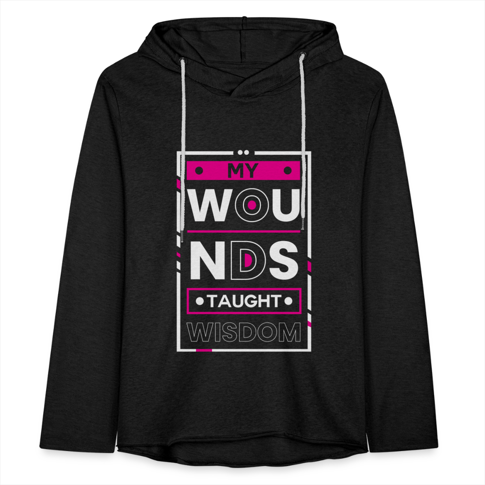 MY WOUNDS TAUGHT WISDOM! Unisex Lightweight Terry Hoodie - charcoal grey