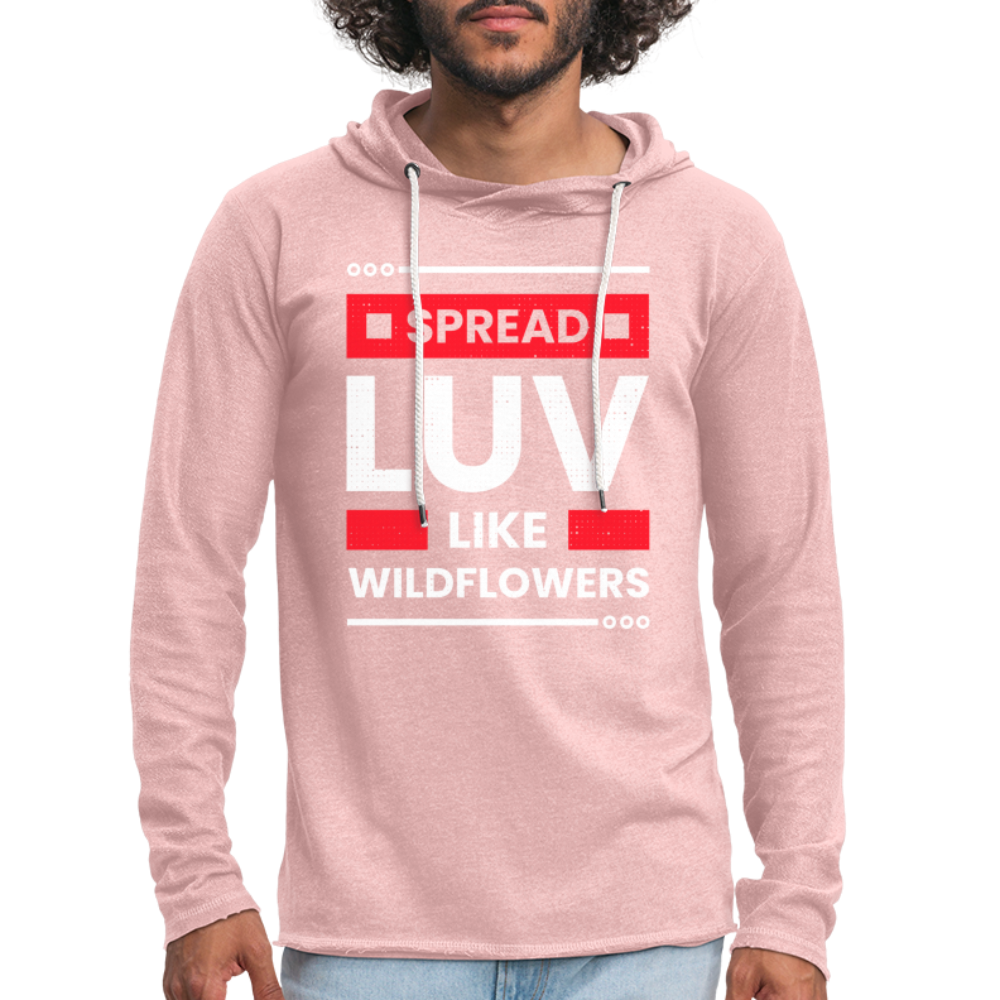 SPREAD LUV LIKE WILDFLOWERS! Unisex Lightweight Terry Hoodie - cream heather pink