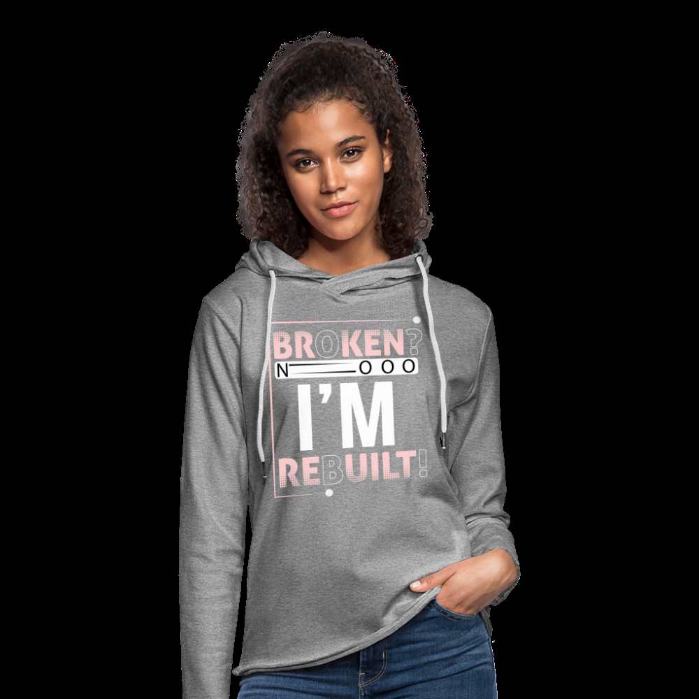 BROKEN? NOOO, I AM REBUILT!  Unisex Lightweight Terry Hoodie - heather gray