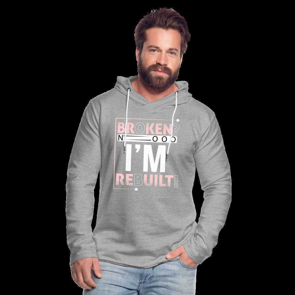 BROKEN? NOOO, I AM REBUILT!  Unisex Lightweight Terry Hoodie - heather gray