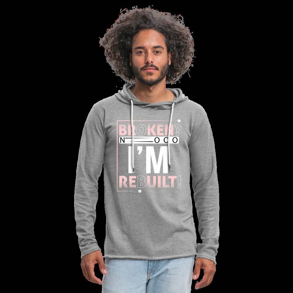 BROKEN? NOOO, I AM REBUILT!  Unisex Lightweight Terry Hoodie - heather gray