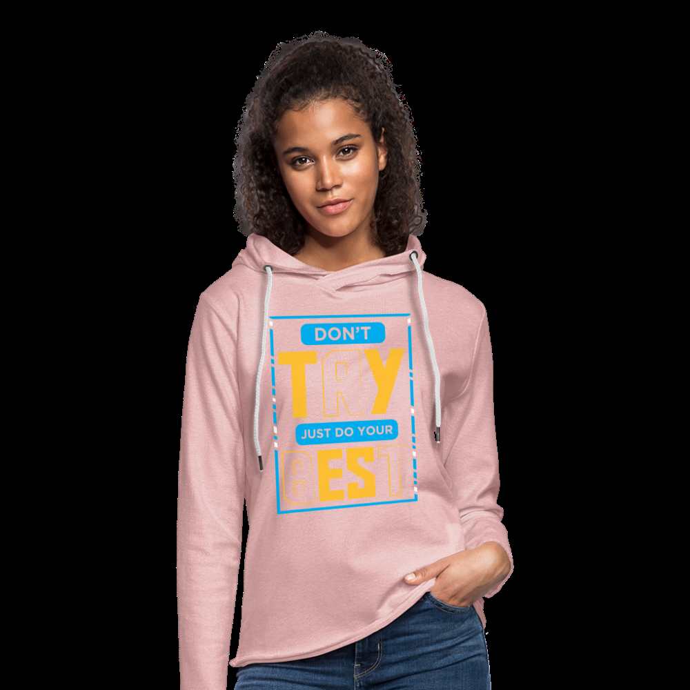 DON'T TRY, JUST DO YOUR BEST! Unisex Lightweight Terry Hoodie - cream heather pink