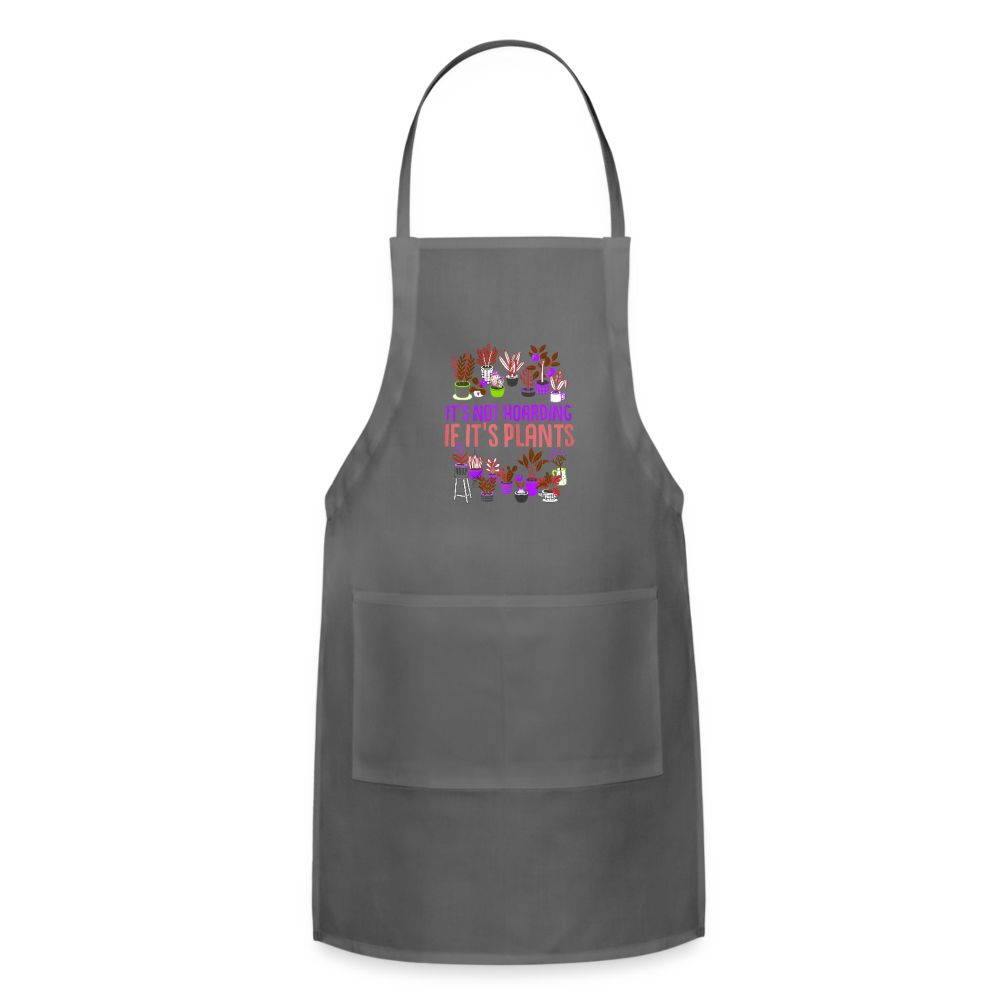 It's Not Hoarding If It's Plants Purple Adjustable Apron - charcoal