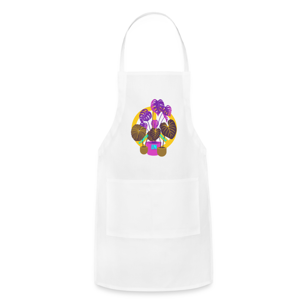 Planted in Peace Adjustable Apron - white