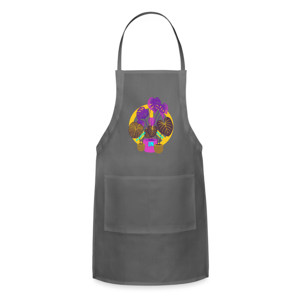 Planted in Peace Adjustable Apron - charcoal