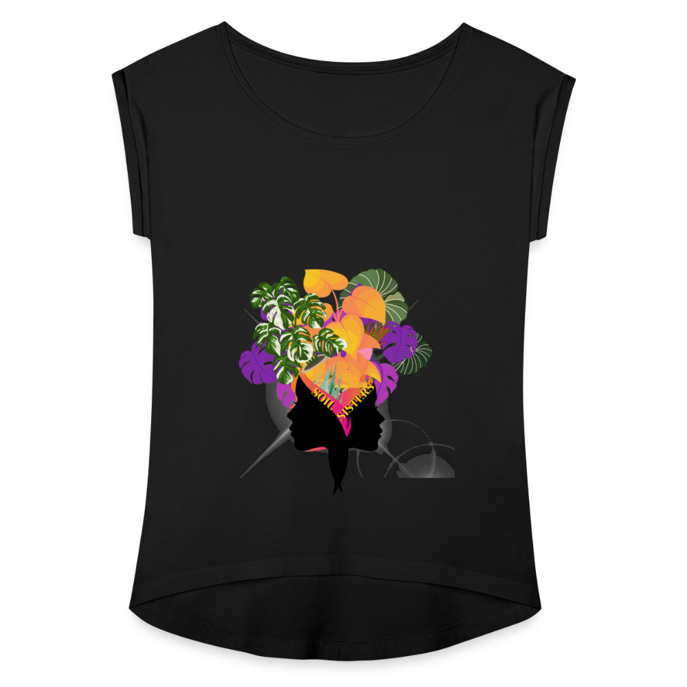 The "Soil Sisters" Women's Roll Cuff T-Shirt - black