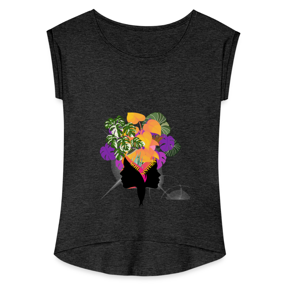 The "Soil Sisters" Women's Roll Cuff T-Shirt - heather black