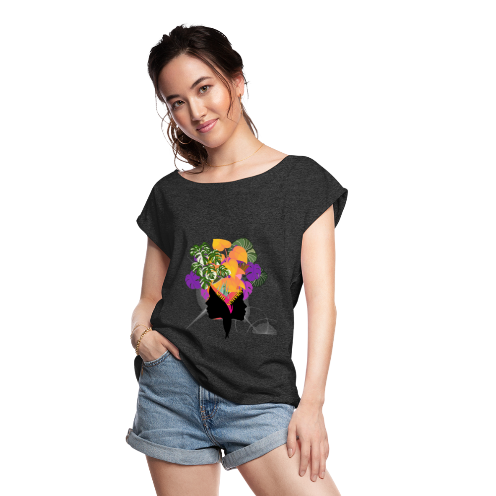 The "Soil Sisters" Women's Roll Cuff T-Shirt - heather black