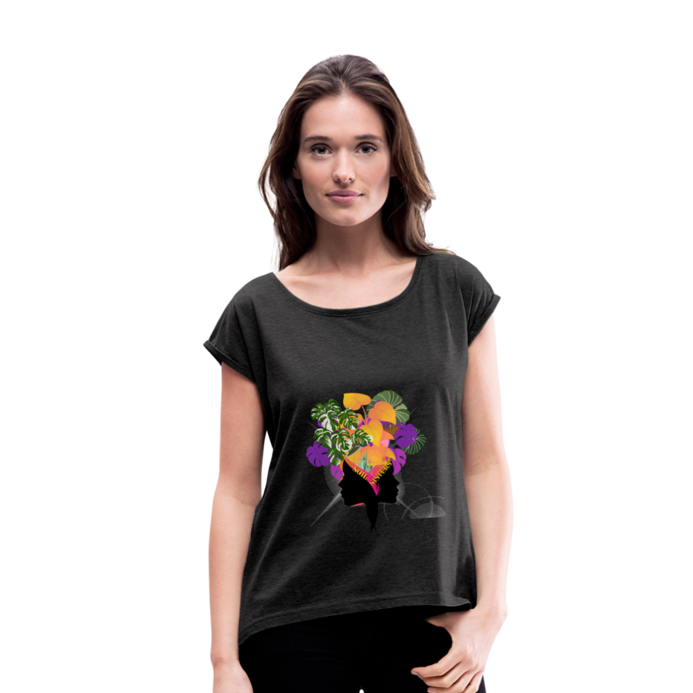 The "Soil Sisters" Women's Roll Cuff T-Shirt - heather black