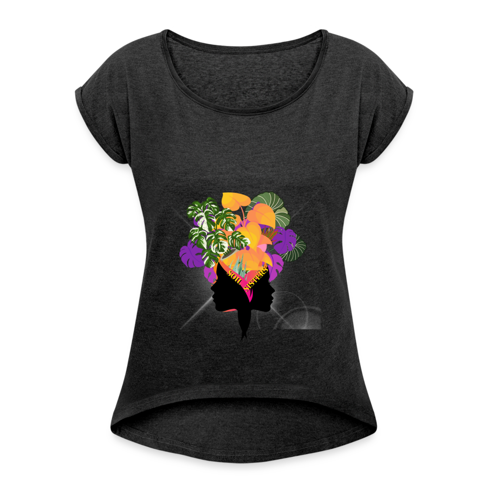 The "Soil Sisters" Women's Roll Cuff T-Shirt - heather black