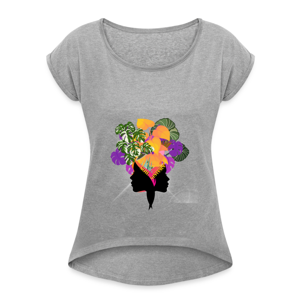 The "Soil Sisters" Women's Roll Cuff T-Shirt - heather gray