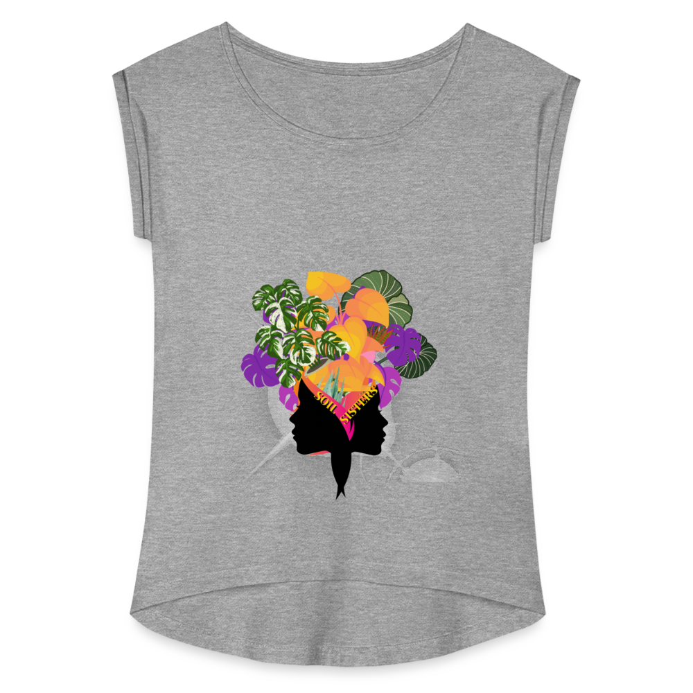 The "Soil Sisters" Women's Roll Cuff T-Shirt - heather gray