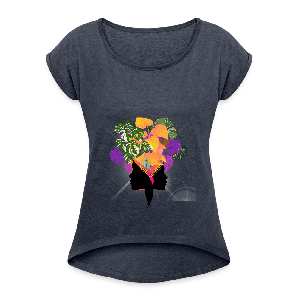 The "Soil Sisters" Women's Roll Cuff T-Shirt - navy heather