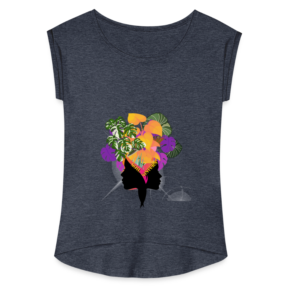 The "Soil Sisters" Women's Roll Cuff T-Shirt - navy heather